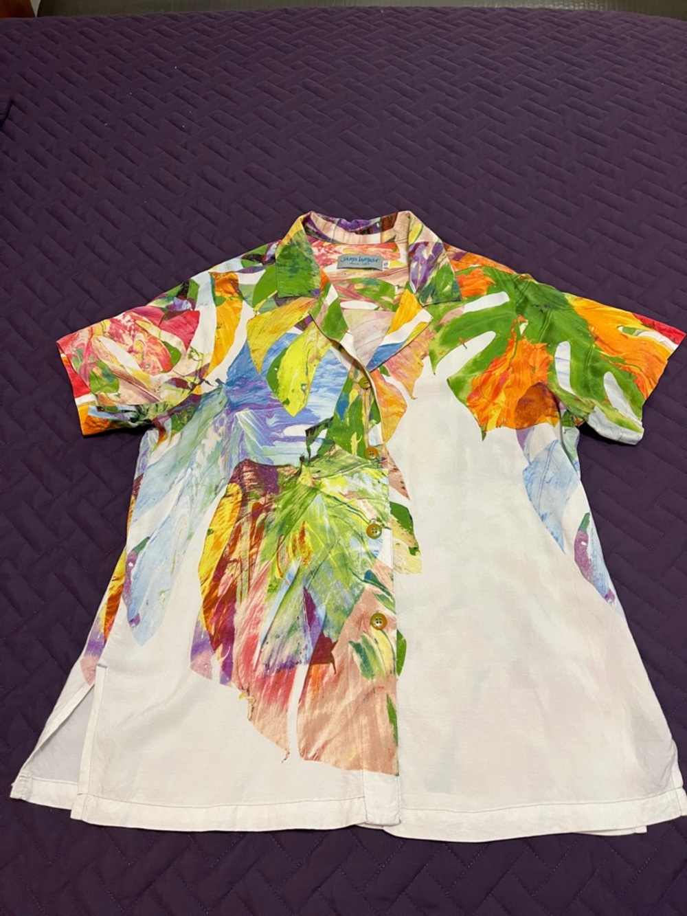 Jams World Colorful Tropical Print Button-Up Shirt